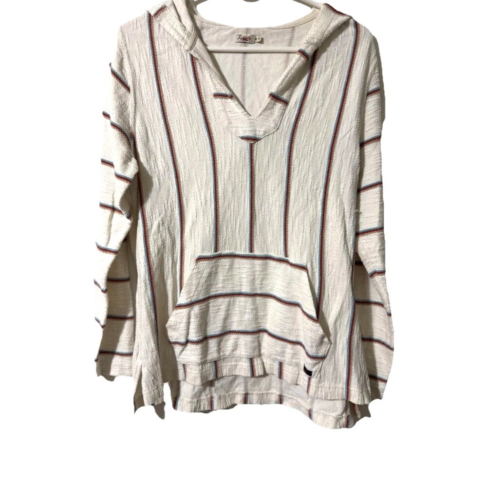 Faherty Cream Stripe Baja Hoodie Women's Size Medium